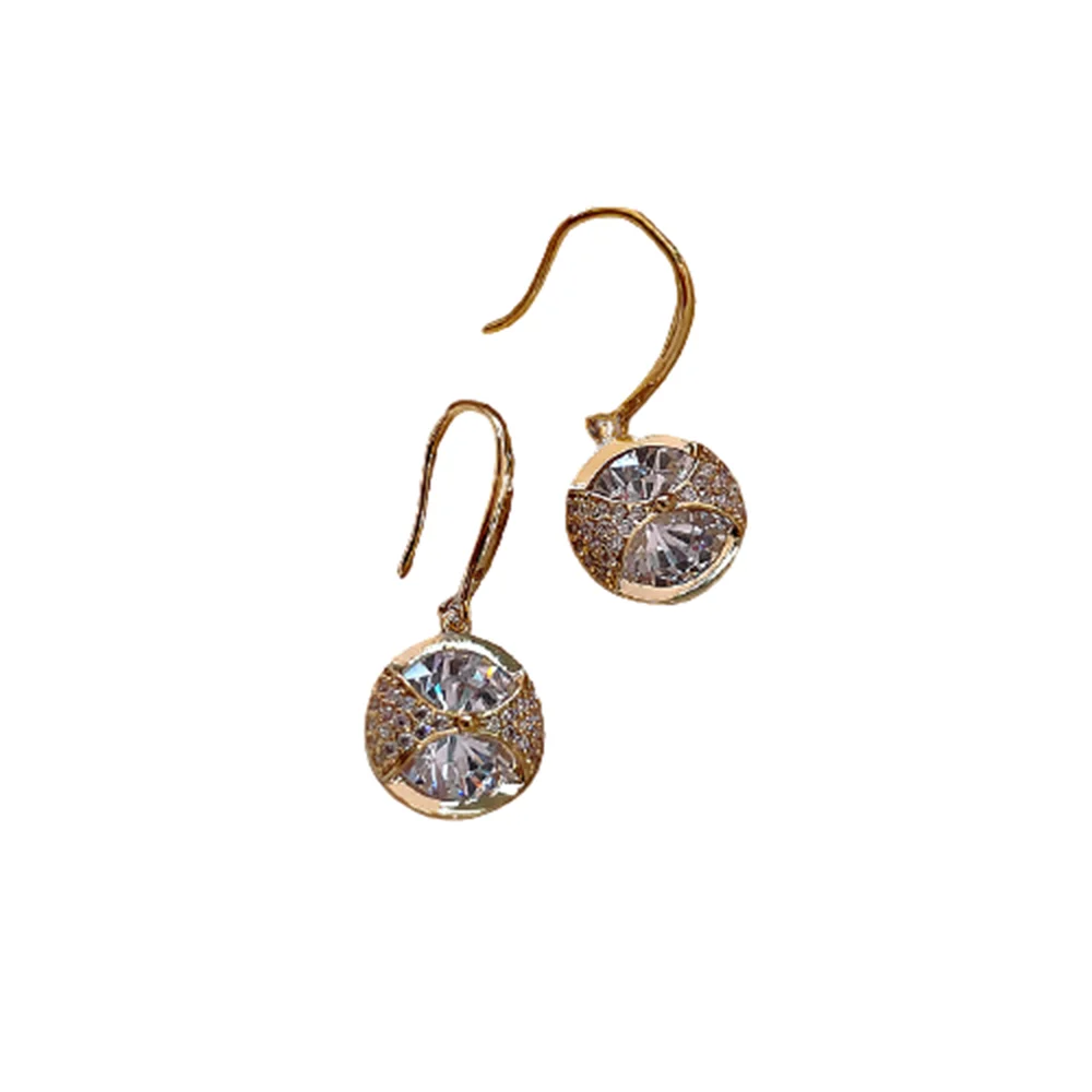 

Trendy Round Simple Crystal Dangle Earrings For Women Fashion Sweet Water Drop Pendant Jewelry Ear Accessories