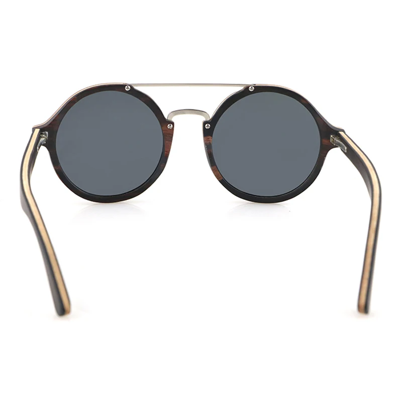 Солнцезащитные очки унисекс деревянные Поляризованные в круглой металлической