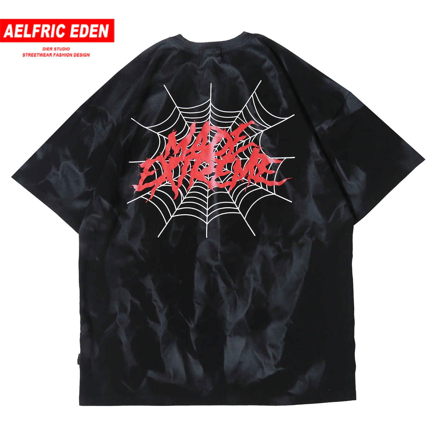 Футболка мужская хип хоп с принтом паутины хлопковая галстуком бабочкой в стиле
