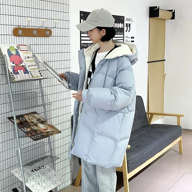 

Женское пуховое пальто, зимняя мешковатая теплая пуховая длинная куртка большого размера с хлопковой подкладкой, верхняя одежда