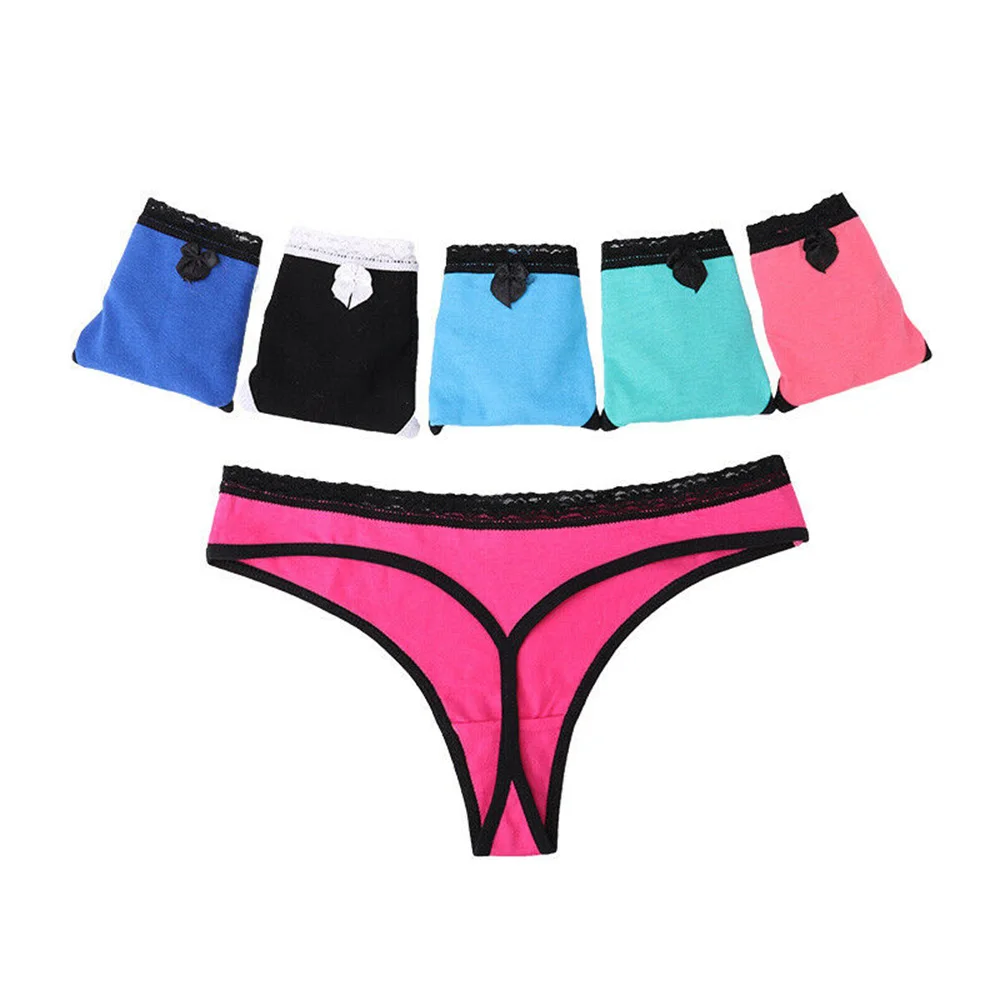 Сексуальные женские хлопковые трусики-танга, женские трусики, мягкое нижнее белье с Т-образной спинкой, женские трусы с низкой посадкой, случайный цвет