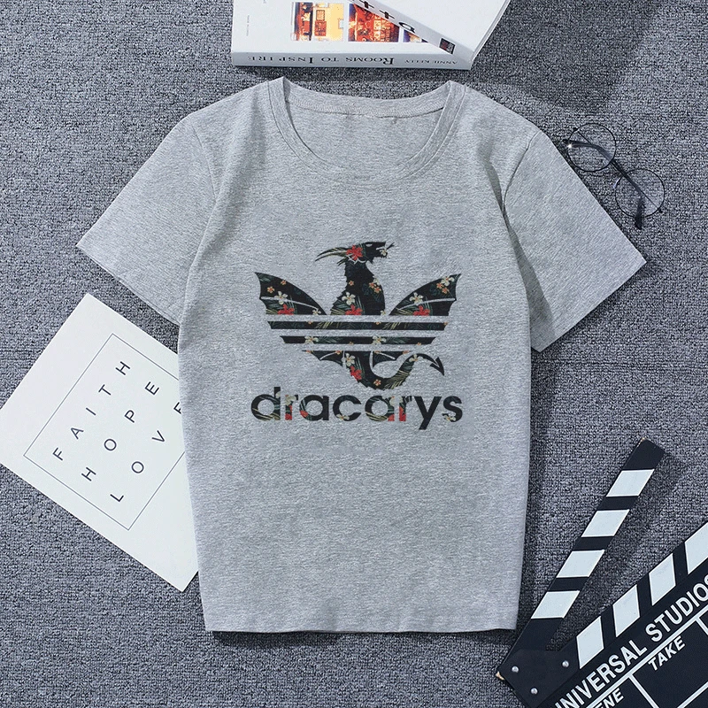 Новинка Dracarys «Игры престолов» Женская футболка женская летняя футболка с принтом дракона серые повседневные уличные модные футболки - Цвет: 2549