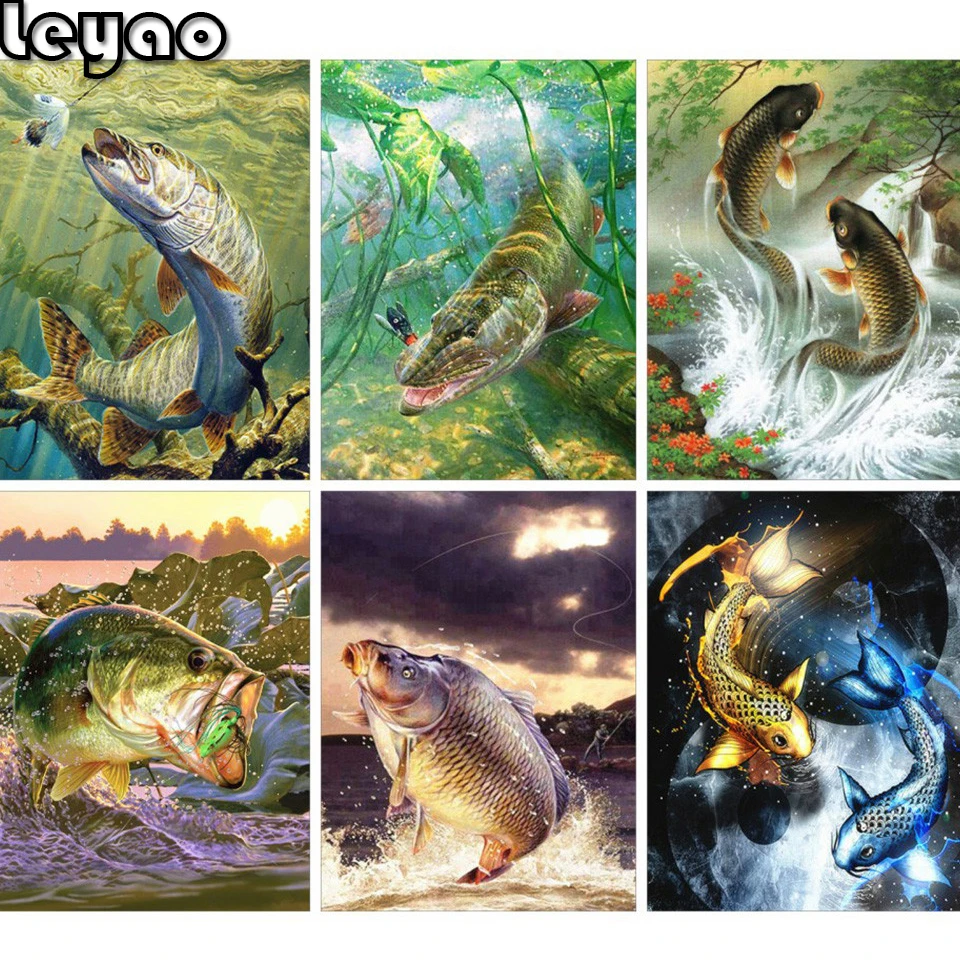 Алмазная живопись с рыбками 5d большая вышивка для карпа распродажа животное
