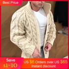 Зимний Повседневный свитер для мужчин 2020, вязаный свитер, кардиган, теплый модный кардиган, мужские свитера, куртка, пальто, однотонные Топы