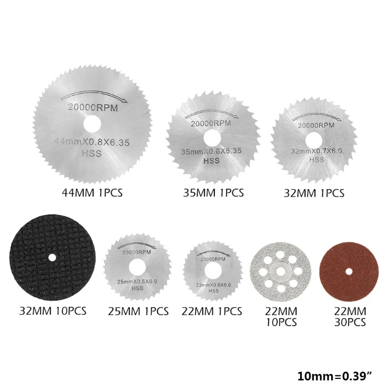 

60Pcs Diamond Cutting Disc Kits, 1/8" Shank Mini Cut Off Wheel Rotary Tool Accessories with 5Pcs Mandrels for Plastic Metal Wood