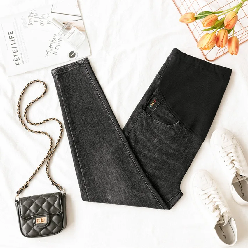 Осенне-зимние новые джинсы для беременных женщин модные эластичные удобные |