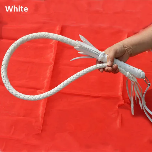 White 1m 1 м первый слой воловьей кожи лошадь воловьей кожи кнут для верховой езды Урожай аксессуары для всадника лошади гоночного обучения кожаная ручка whips - Цвет: White 1m