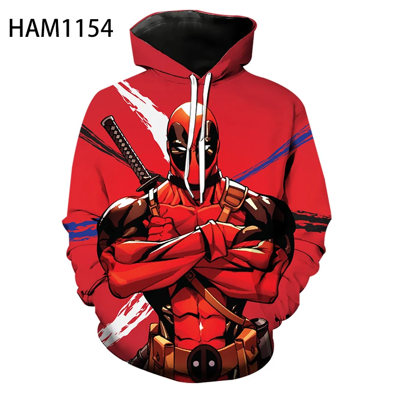 Новинка 2021 Детская толстовка с 3D принтом для мужчин и женщин Дэдпул 2 свободная