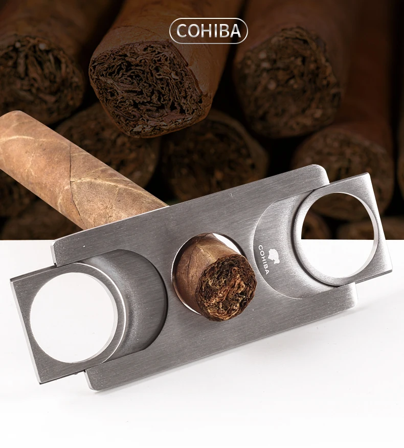 COHIBA сигары резак абсолютно нержавеющая сталь металл сигары резак гильотина сигары ножницы подарок портативные аксессуары для курения