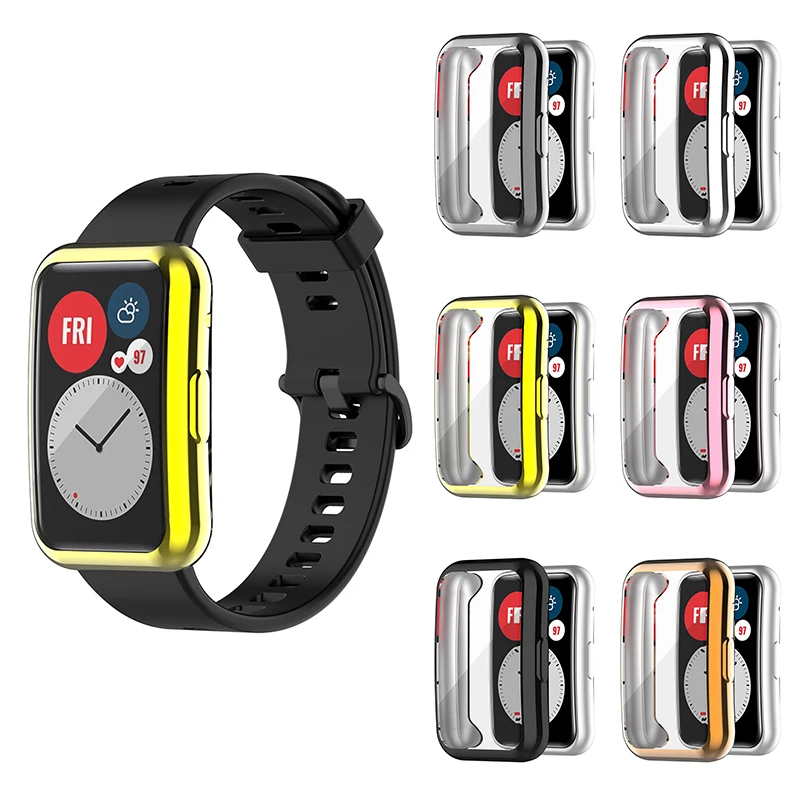 

Watch Case All-inclusive Electroplating Tpu Protective Shell Cover Screen Protector Suitable For Huawei Watch Fit