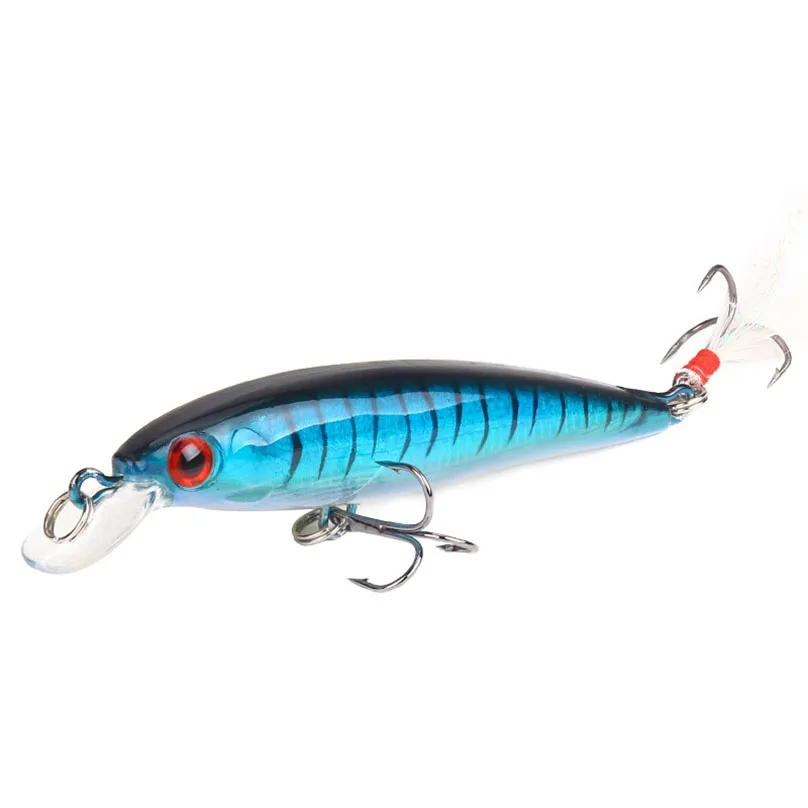 

1Pcs Laser Minnow Fishing Lure Floating Isca Artificial 3D Eyes Fishing Lures Feather Hook Wobbler Leurre Peche 9cm 7g Hard Lure