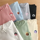 Женская толстовка с капюшоном, ярких цветов, с мультяшной вышивкой, Осень-зима 7 видов цветов, F3872