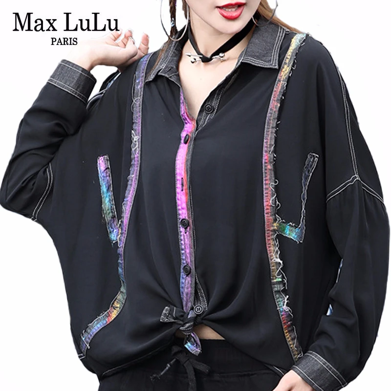 Max LuLu корейская мода Женские винтажные джинсовые рубашки женские шифоновые топы и блузки осенняя одежда панк уличная одежда размера плюс