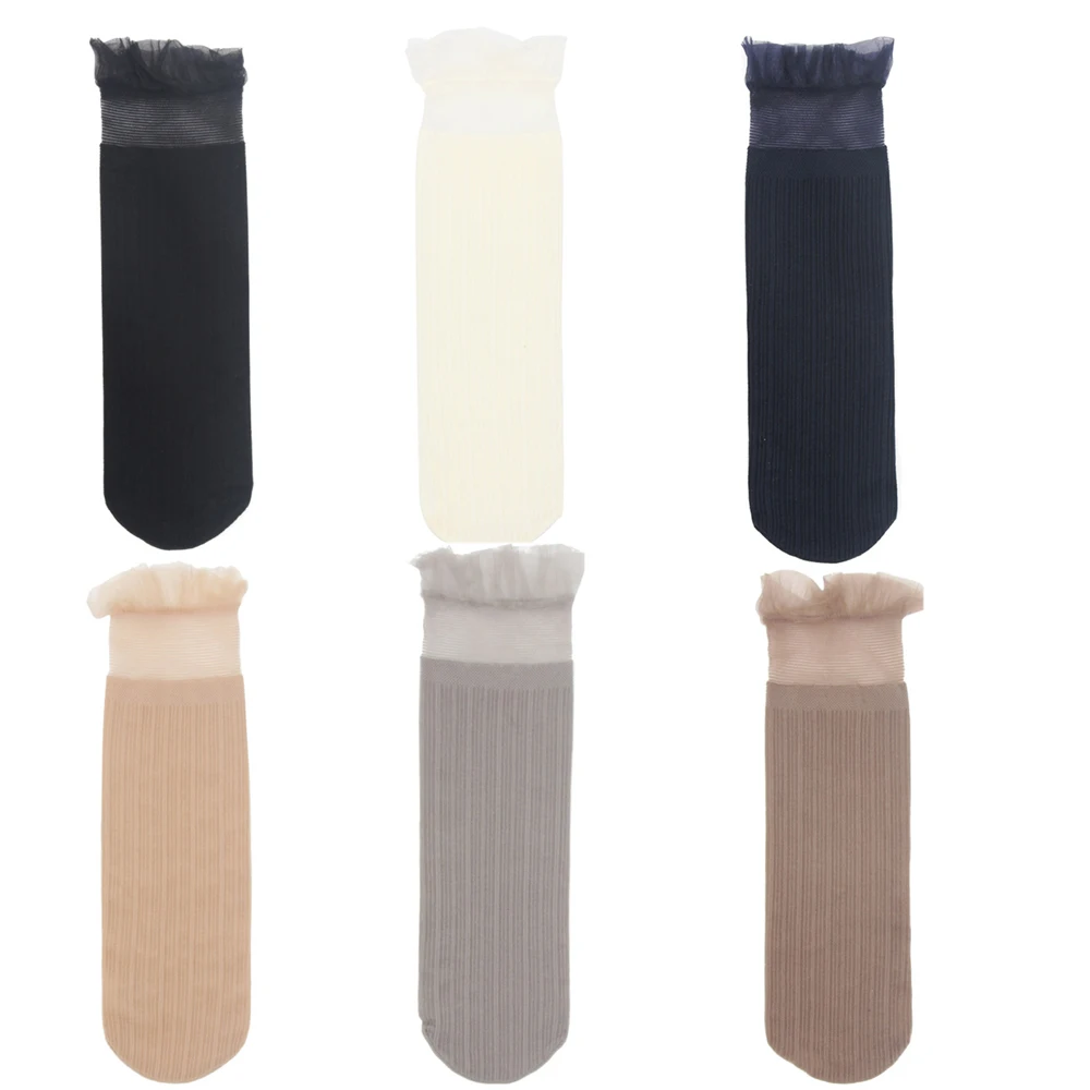 

1 Pair Solid Color Woman Socks Fashion Socks Solid Color Women Girls Soft Cute Short Socks For Women Mesh Thin Socks