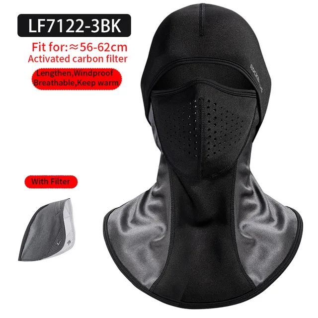LF7122-3BK ROCKBROS лыжные головные уборы, ветрозащитные нагрудники для катания на лыжах, сноуборде, шеи, теплая маска для лица, для снежного спорта, для велоспорта, головные уборы, лыжная шапка для мужчин и женщин - Цвет: LF7122-3BK