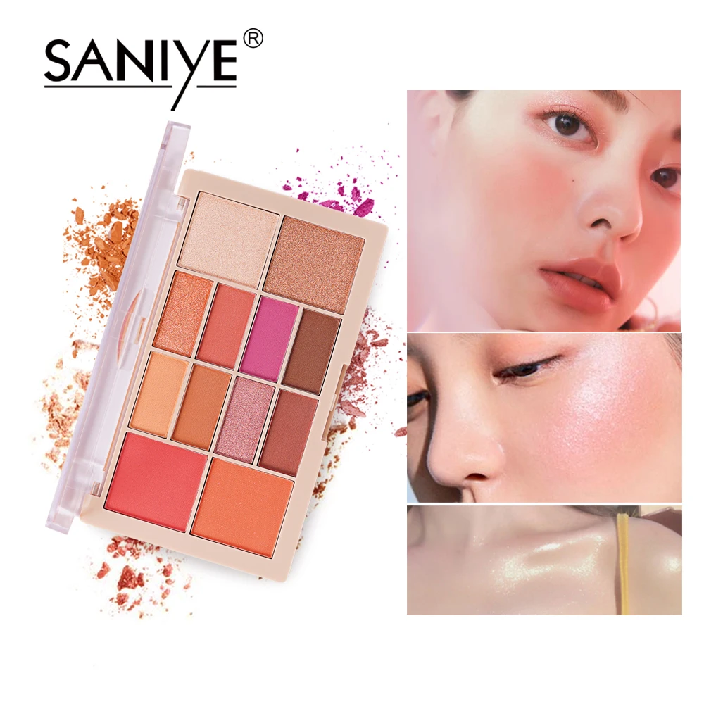 

SANIYE 12 Colors Eyeshadow Palette Highlighter Powder Palette Face High Gloss Shimmer Powder Pallet Makeup Cosmetic E225