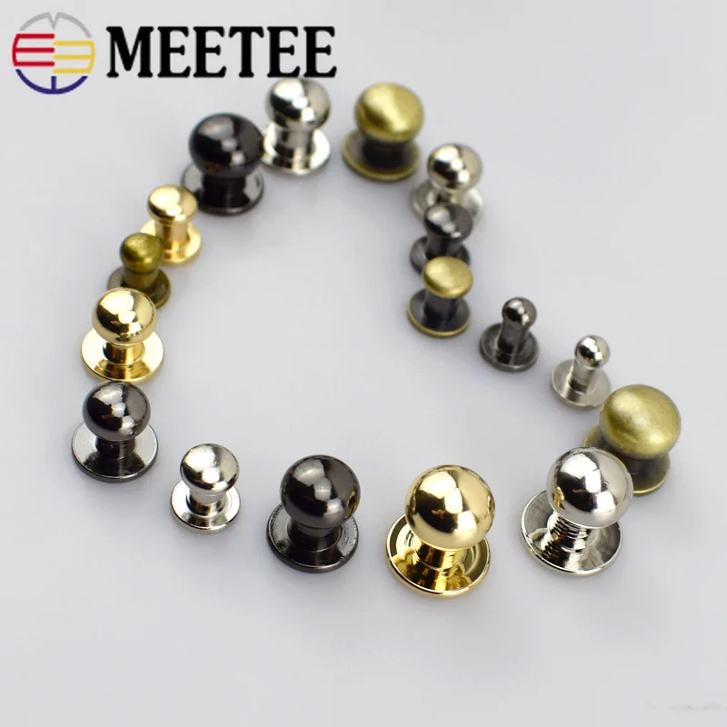 Meetee, 50 шт., 4-12 мм, металлические заклепки для сосков, для кошельков, Fastner, застежки, сделай сам, шпильки, винты, кнопки, кожевенное ремесло, аксессуары