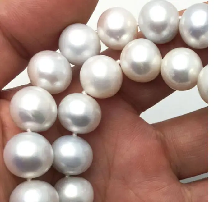 ????? Aaaa 925シルバー11-12ミリメートルナチュラルグレー淡水真珠のネックレスラウンド本物の女性祖母ギフト18インチ