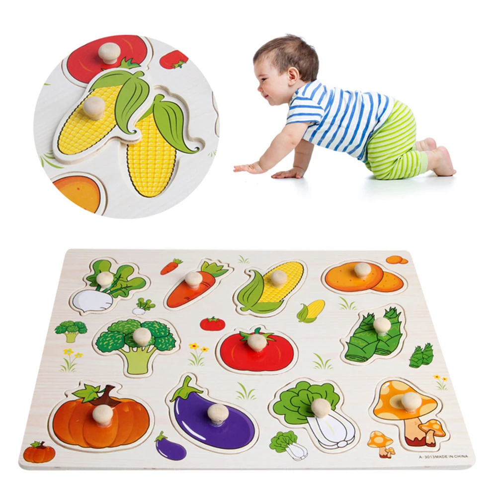 

Baby Educational Toys 2 Pcs Wooden Animal Vegetable Matching Board Toys Kids Puzzle Jigsaw Board Learning Educational Toys