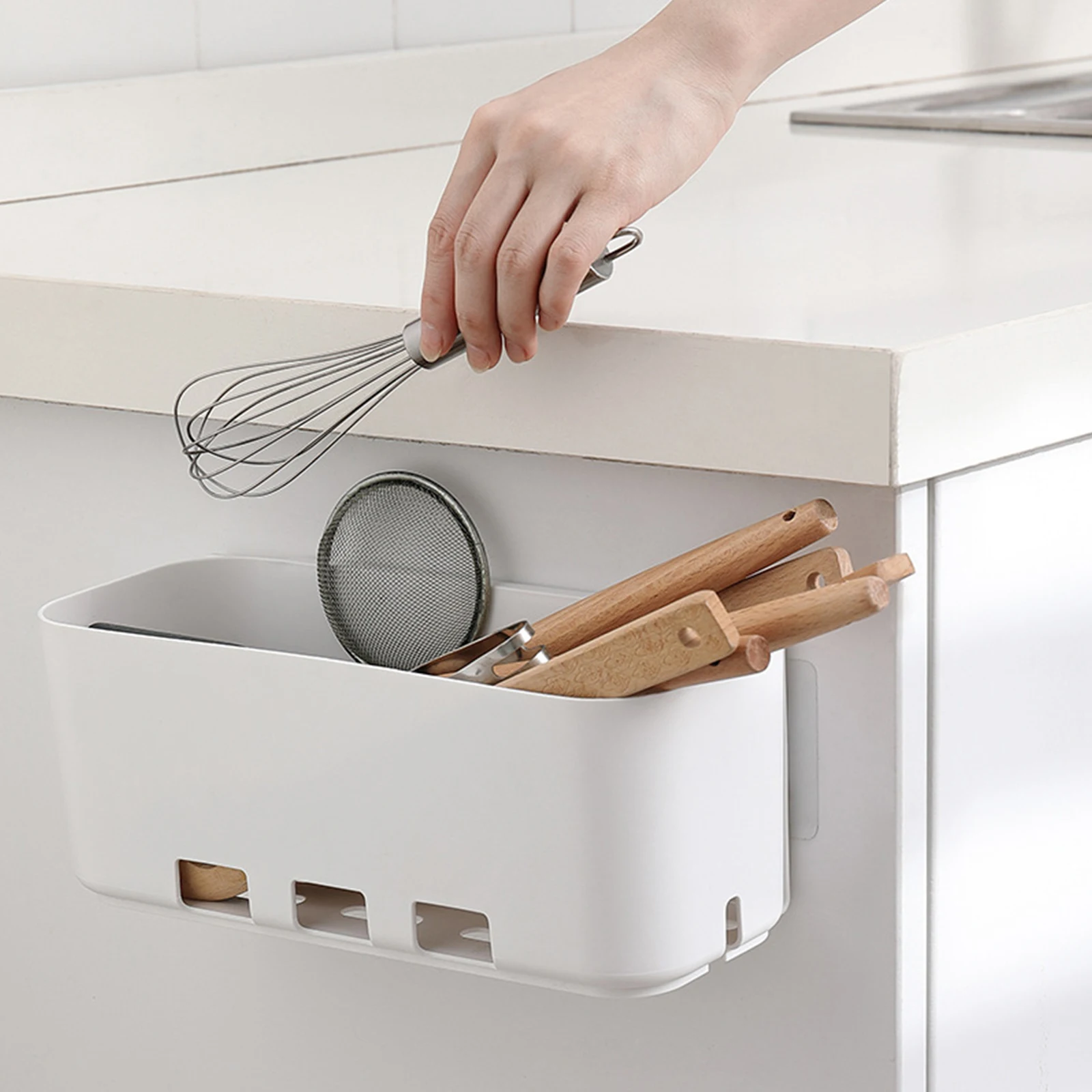 

Kitchen Drawer Shelf Under Sink Storage Box Cabinet Rack Wall Hanging Organizer For Spices Bottles Holder Closet Box Punch Free