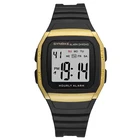 Часы наручные мужские электронные, Роскошные водонепроницаемые золотистые светодиодные цифровые спортивные, с квадратным циферблатом