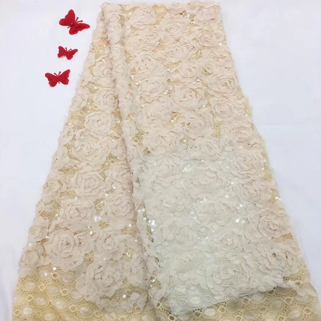

2018 High Quality Lace Fabric With Beaded Nigerian Tulle Mesh Lace Onion Color Lace Fabric Embroidery Lace For Wedding