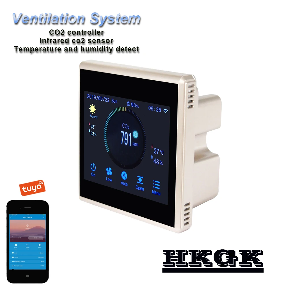 

TUYA WIFI Color touch CO2 Gas Analyzer Detector Sensor for Air Control System,Can add RS485 MODBUS module function