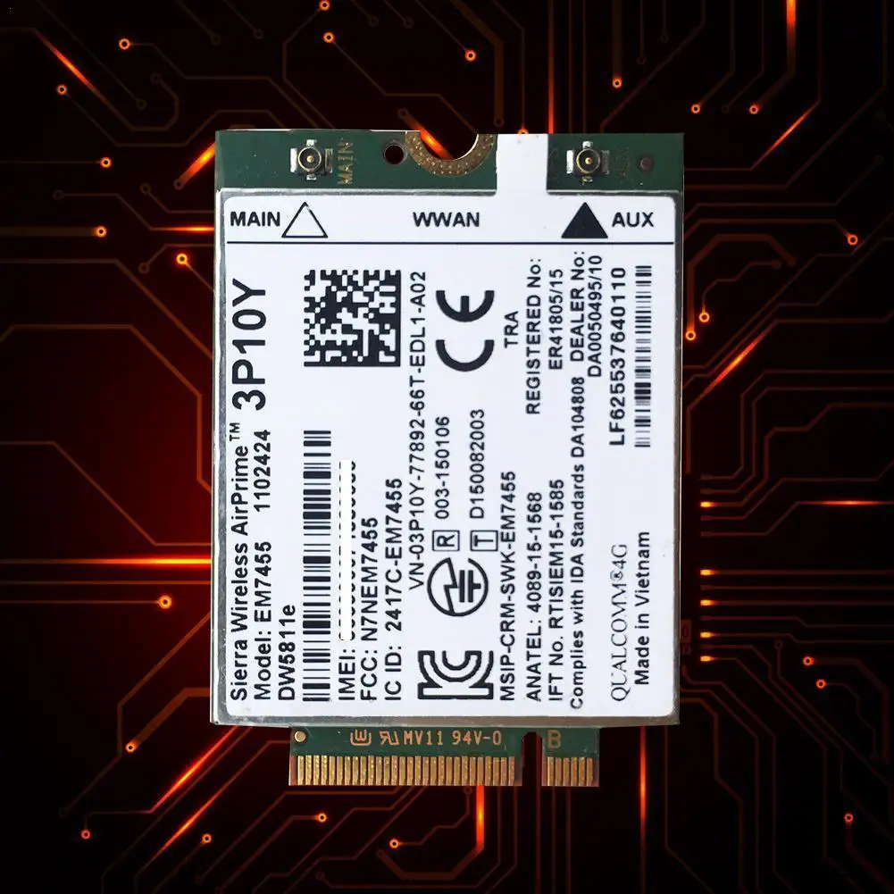 

3P10Y Sierra Wireless Airprime EM7455 LTE 4G WWAN модуль карты для Dell Sierra EM7455 Gobi6000 HSDPA/HSPA + GPRS/EDGE WWAN карта