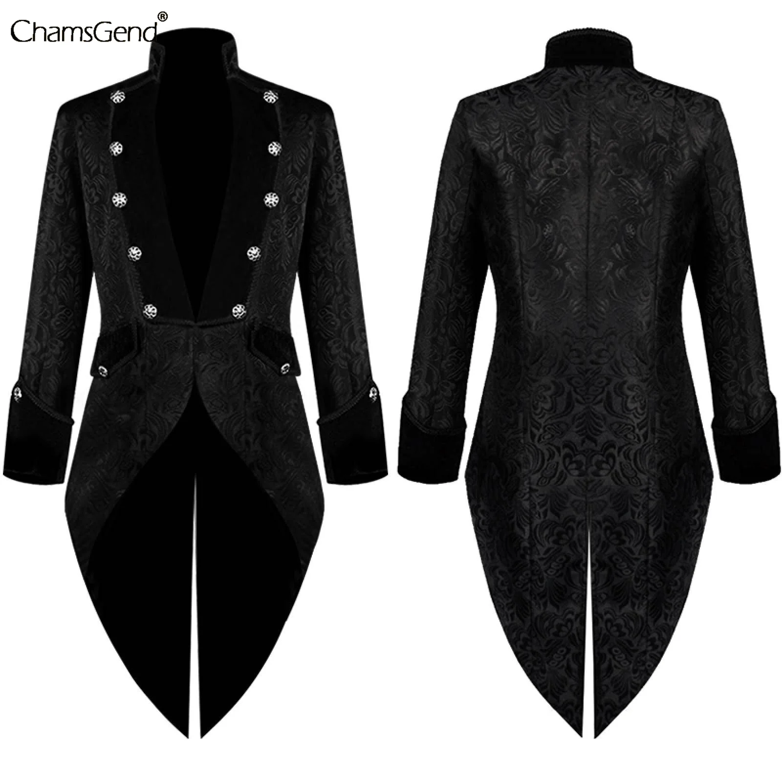 

Men Costume Tuxedo Fashion Tailcoat Gothic Steampunk Trench Jacket Coat Frock Outfit Dovetail Uniform Cosplay Outwear