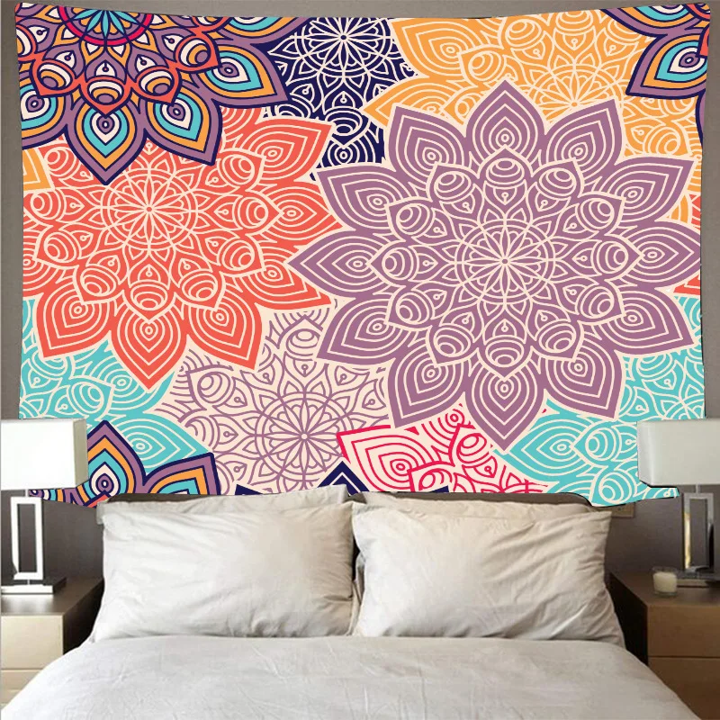 Скандинавский красочный гобелен с мандалой в эстетике 3d принтом фермерский