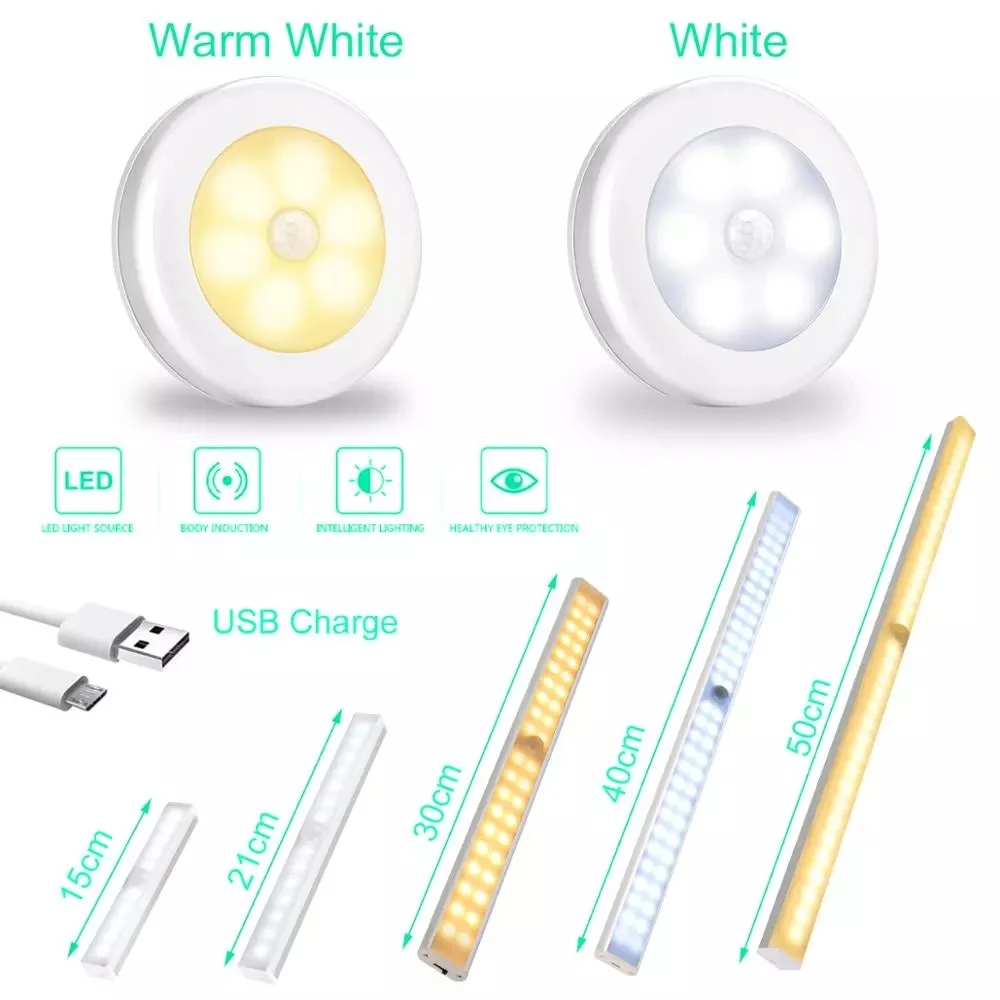 

Motion Sensor Wireless LED Night Lights Bedroom Decor Light Detector Wall Decorative Lamp Staircase Closet Room Aisle Lighting