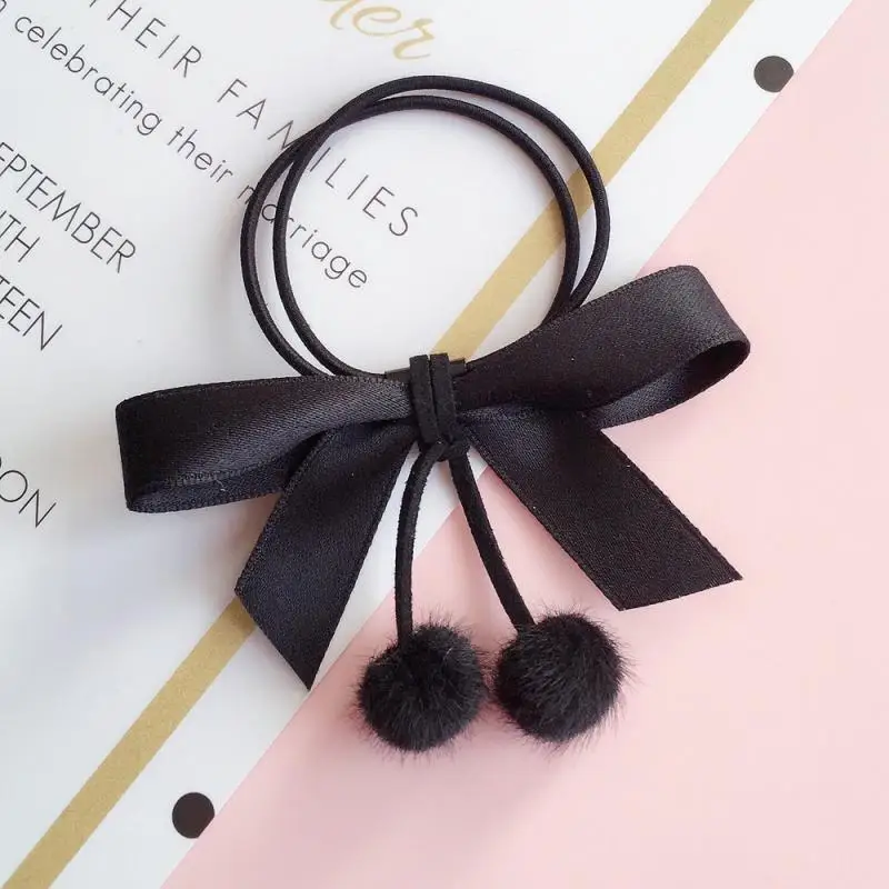 Фланелевая повязка для волос с бантом и помпоном эластичная многослойная