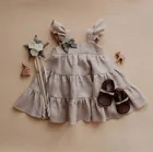 Милое кружевное летнее платье с оборками для маленьких девочек; Платье-пачка принцессы; Детское платье из хлопка и льна; Детские костюмы; Детская одежда