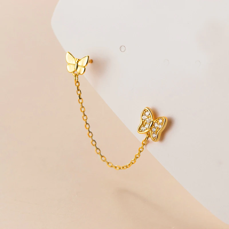 

Женские серьги-гвоздики из серебра 925 пробы с 2 бабочками