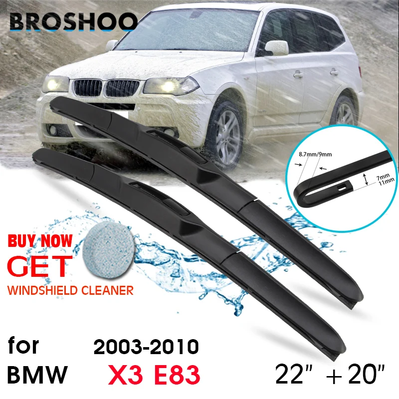 

Car Wiper Blade Front Window Windscreen Windshield Wipers Blades J hook Auto Accessories For BMW X3 E83 22"+20" 2003-2010