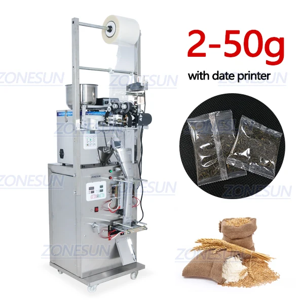 2-50g with printer ZONESUN автоматическая 2-50 г сухое и массивное оборудование для наполнения орехов автоматическая упаковочная машина для порошкового чая - Цвет: 2-50g with printer