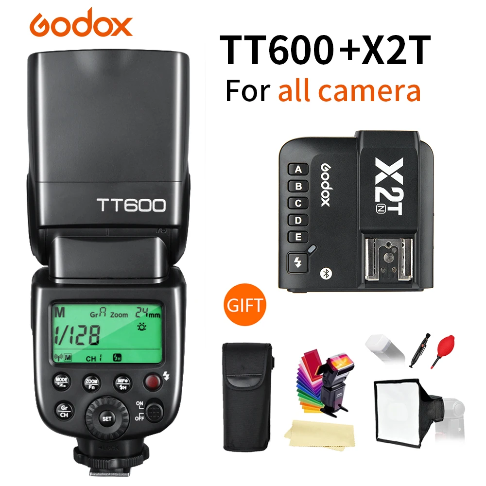 Black 2X Godox TT600 TT600S 2,4G Беспроводная ttl 1/8000s Вспышка Speedlite+ X2T-C/N/S/F/O/P триггер для Canon Nikon sony fuji olympus - Цвет: Black