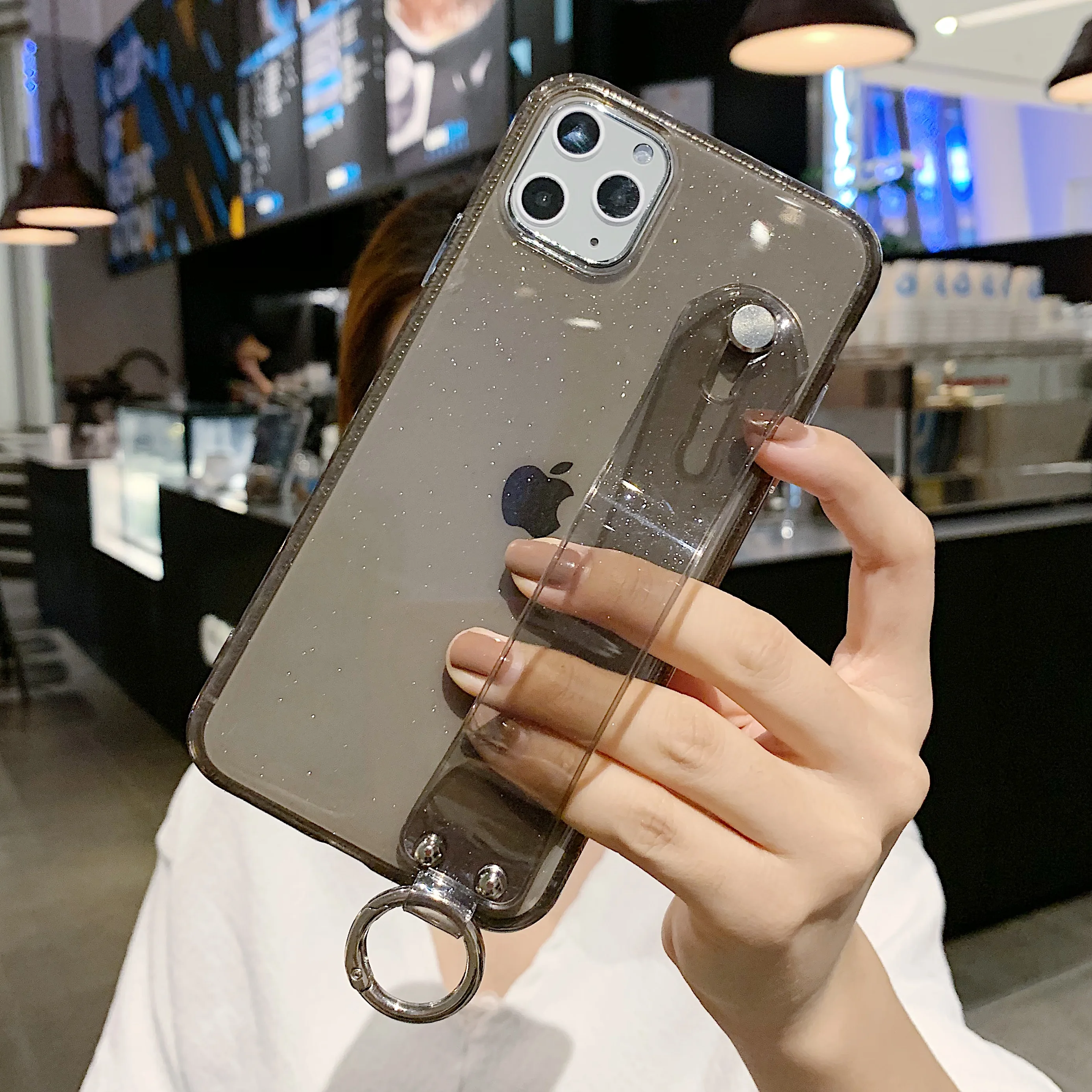 Блестящий держатель для пудры чехол телефона iPhone 11 X XR XS Max 6 6S 7 8 Plus прозрачный