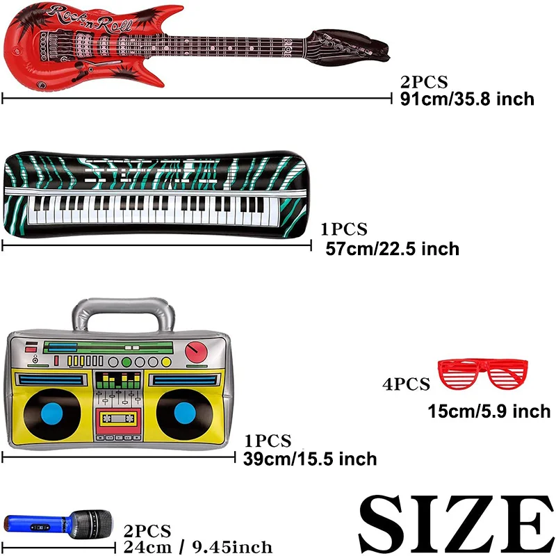 Набор украшений для вечевечерние в стиле 80-х годов Надувное гитарное фортепиано