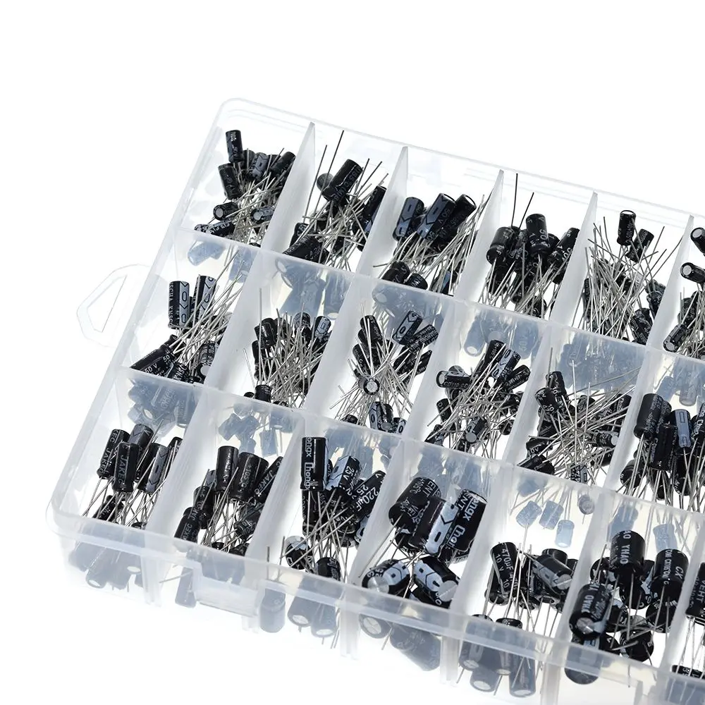 500Pcs/lot 0.1UF 1000UF 24Values Aluminum Electrolytic Capacitors 16 50V mix capacitor Assorted kit and storage box|Конденсаторы| |