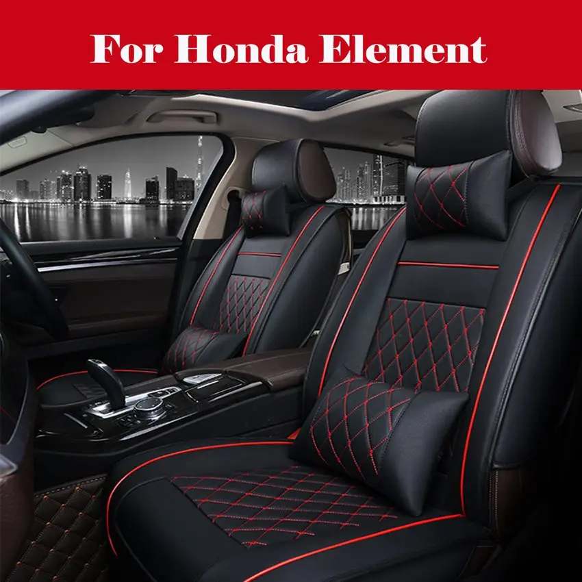 

Black PU Leather Car Seat Covers Sit Cushion Protect Set + Pillows Universal Seat cushion For Honda Element
