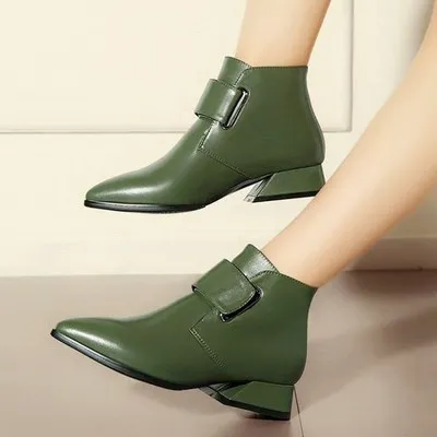 green Plus velvet Женские ботинки; коллекция года; зимние Роскошные брендовые зеленые женские ботильоны в стиле ретро; женская обувь свободного кроя из искусственной кожи; женская обувь; Botines Mujer - Цвет: green Plus velvet