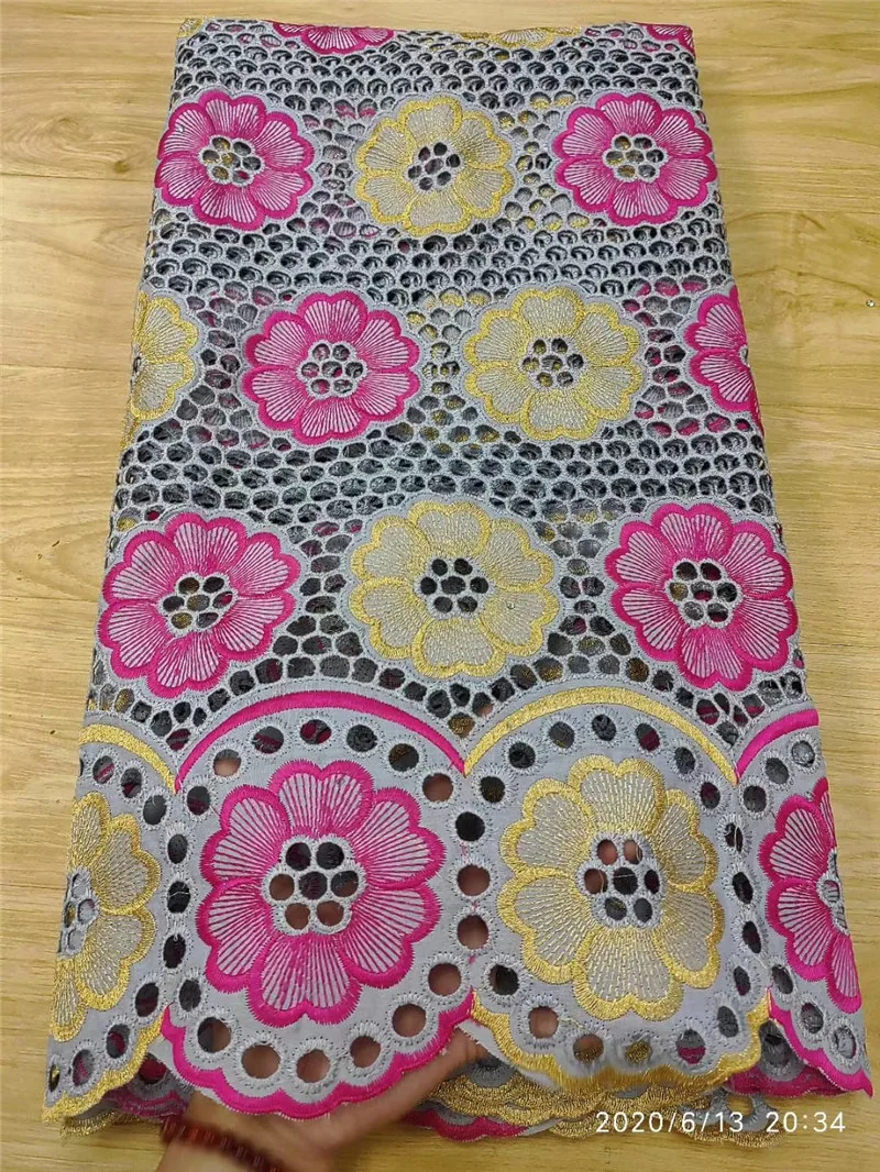 

eyelet african swiss voile lace fabric newcoming good quality african cotton lace fabric for women party dress KCJN152