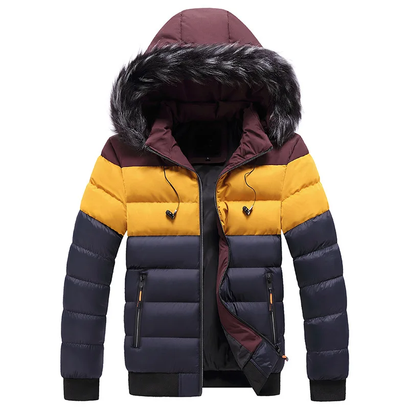 

Mens Parkas Winter Warm Hooded Coat Men Warm Jacket Coats Male Patchwork Parkas Detachable Overcoats Silk Like Cotton Plus Size