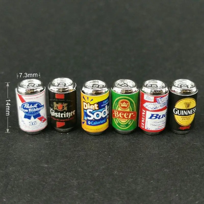 

1:12 Dollhouse Accessories 6pcs/set Mini Beer Bottle Dollhouse Beer Scene Simulation Decoration Toys Model Can Food