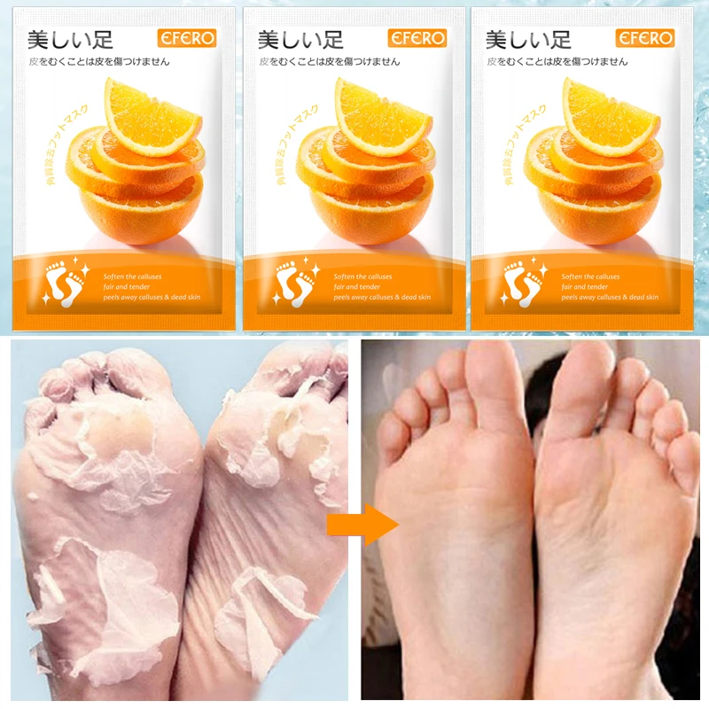 

2Pack Lavender/Orange Feet Mask Exfoliating Foot Mask Peeling Dead Skin Feet Masks Pedicure Socks Foot Cream for Heels Skin Care