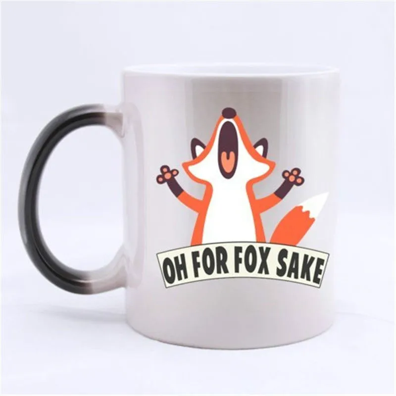 Забавная кружка с изображением сумасшедшей лисы меняющей цвет волшебная для
