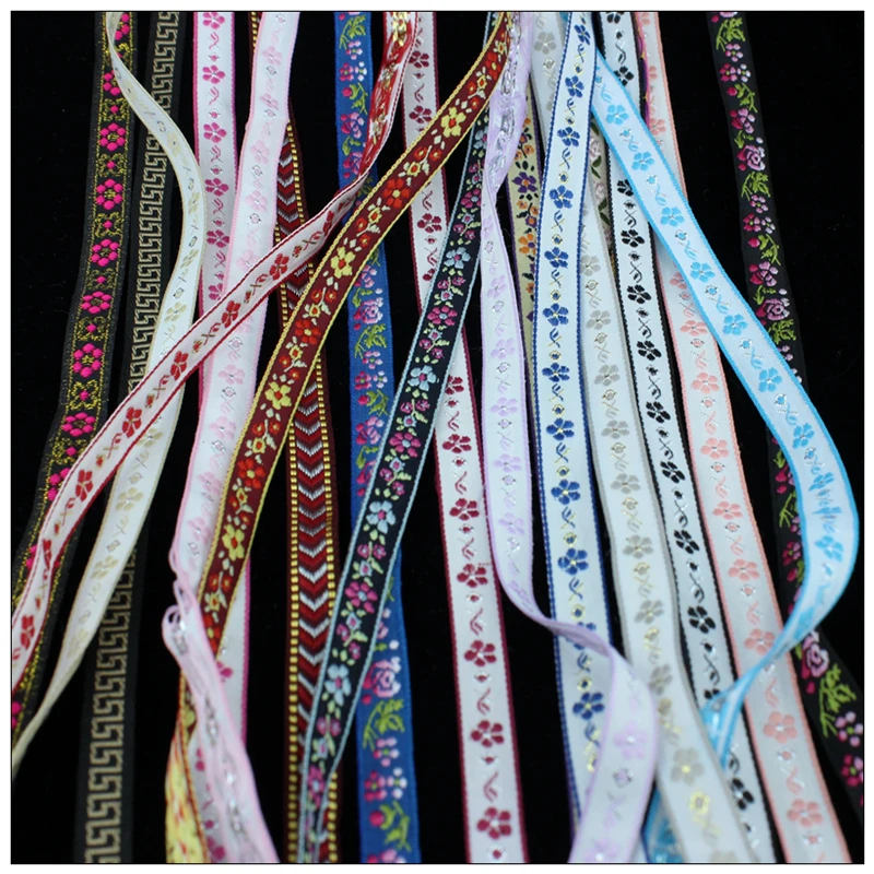 10 ярдов мм широкая кружевная ткань цветная Цветочная вышитая отделка лента
