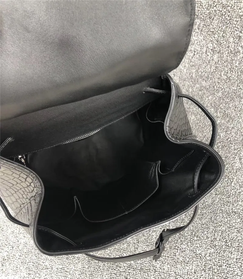 

Unisex Style Genuine Crocodile Skin Drawstring Closure Men Women Travel Backpack Real Alligator Leather Male Female Bag Pack