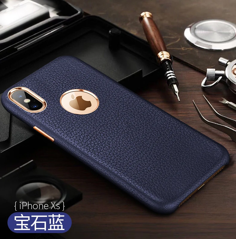 Чехол из натуральной воловьей кожи для iPhone 7, 8 Plus, X, XR, XS, 11 Pro, Max, бизнес чехол из зернистой кожи с металлической кнопкой